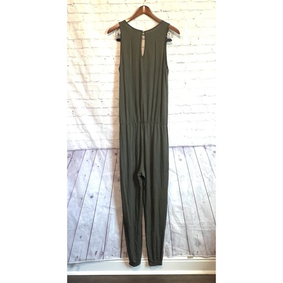 12pm by mon ami jumpsuit Women size M Stretch khaki sleeveless stretch waist - Picture 5 of 11